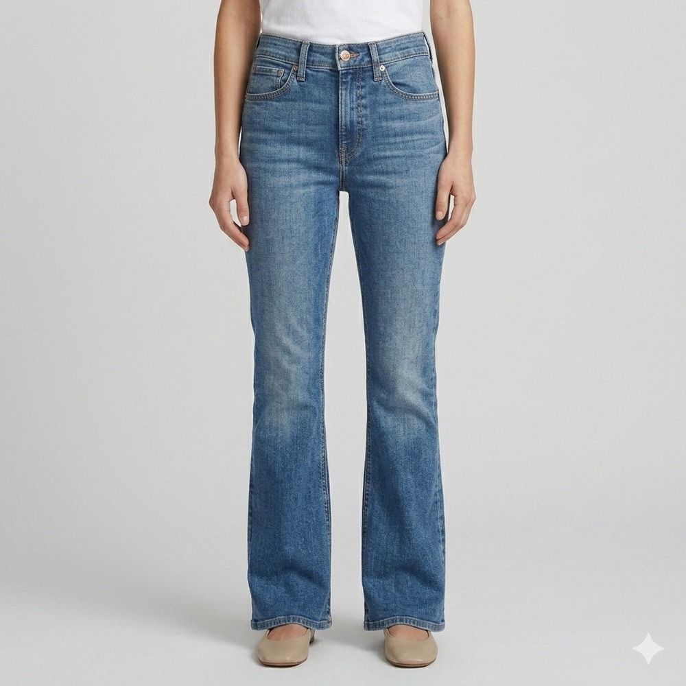 rag & bone Nina High-Rise Ankle Flare Jeans Carla Wash Blue Women's 27 EUC